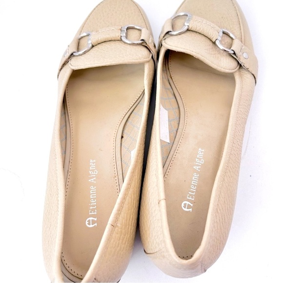 ETIENNE AIGNER Womens Tan Pebbled Leather Round Toe Loafers Size 8.5 NWOB - Picture 4 of 11